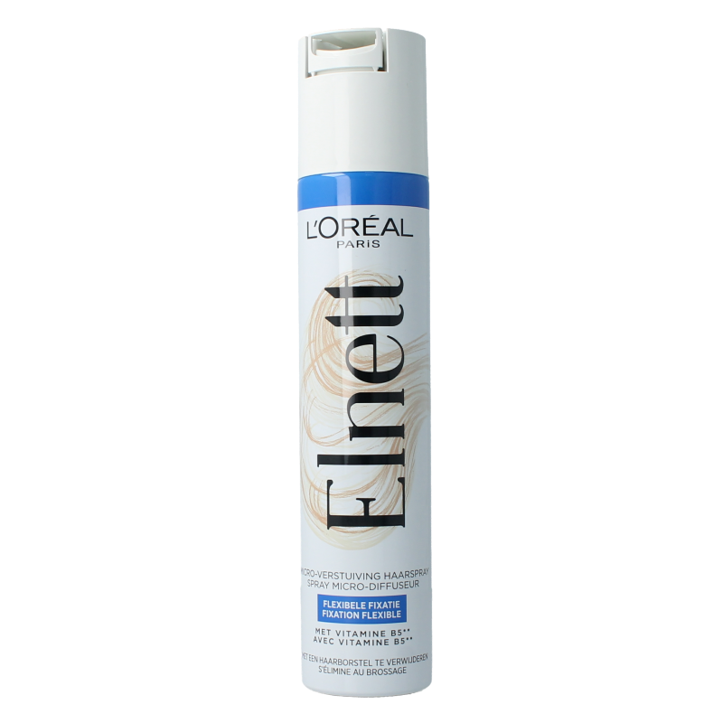 Elnett Haarspray flexible styling spray in 200ml bottle, showcasing the product with spray nozzle and packaging.