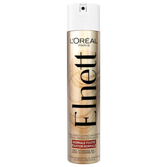 Elnett Haarspray Satin Normale Fixatie, 300ml, hair styling spray in a spray bottle with a white cap and label.