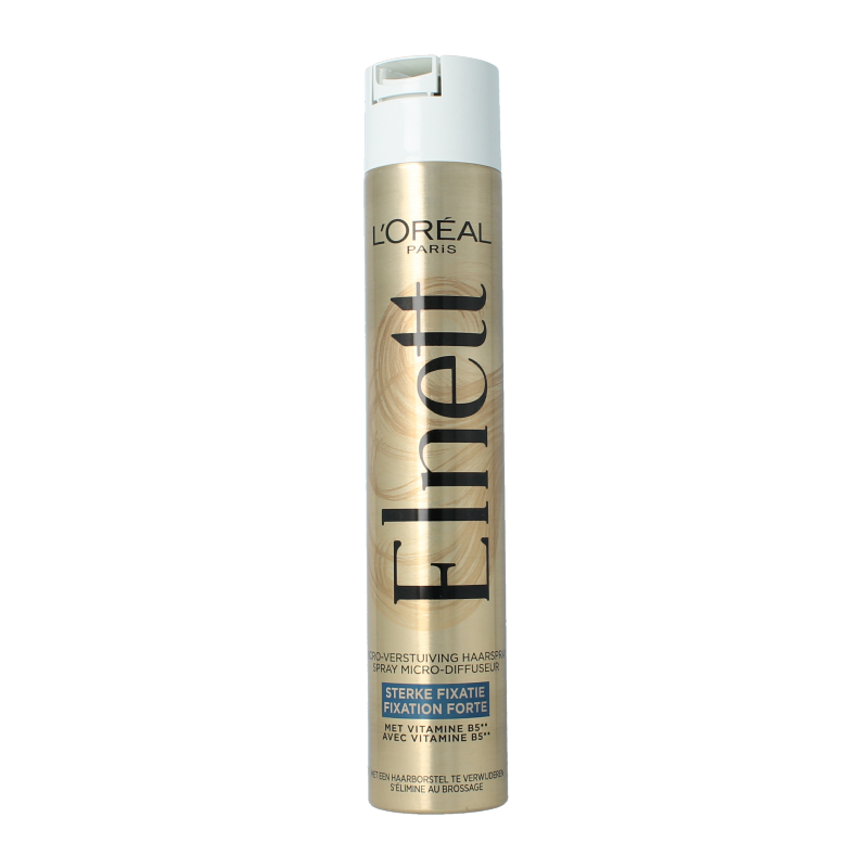 Elnett Haarspray Satin sterke fixatie in 400ml spray bottle, for long-lasting hair styling and hold.