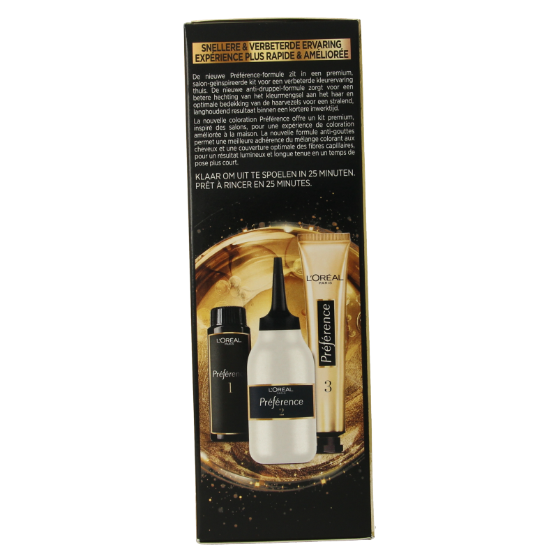 Preference 6.21 Zurich light ash brown hair coloring sachet, natural hair dye with cool tone from Preference brand.
