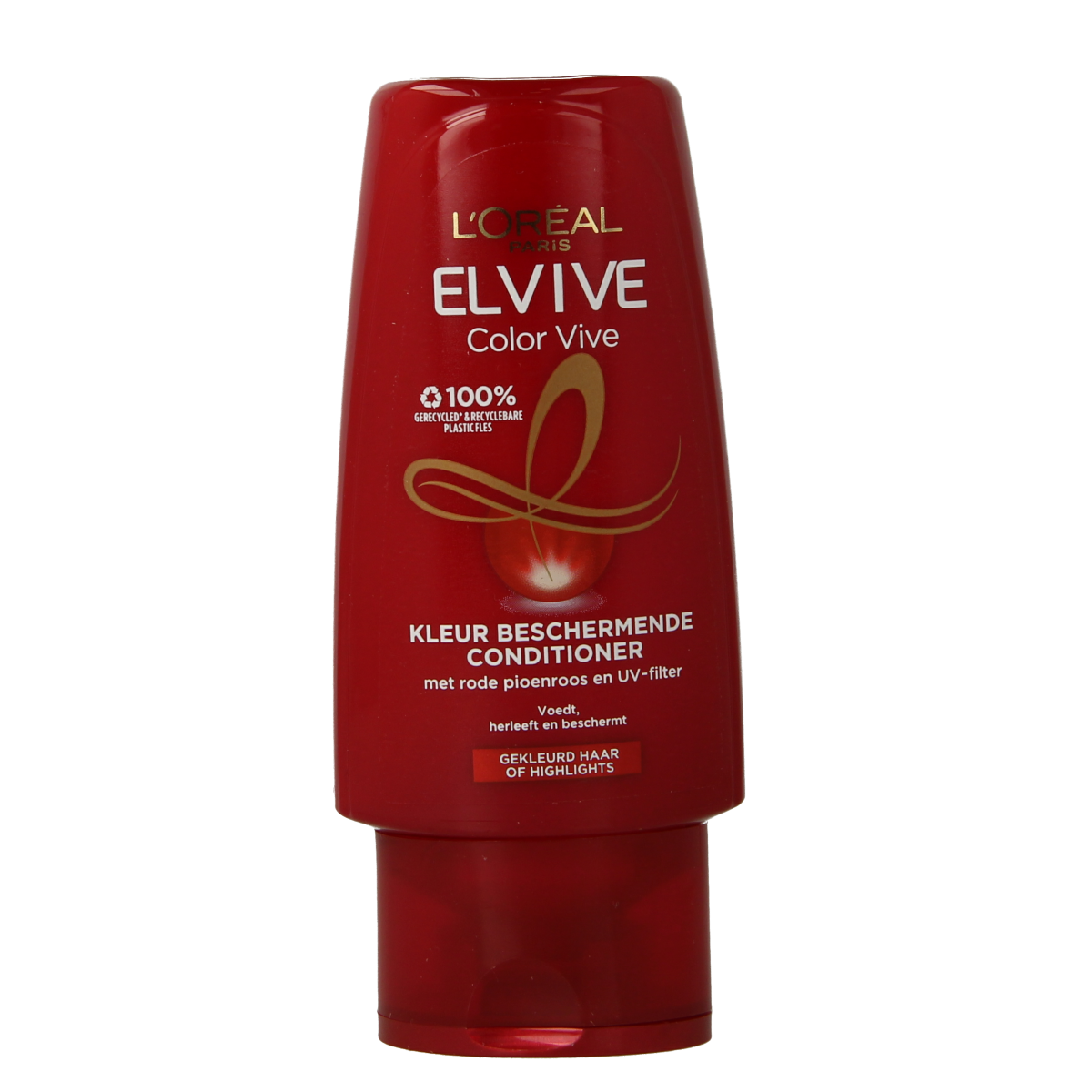 Elvive Color Vive mini conditioner for hair care, 90ml bottle, with vibrant packaging and product details visible.