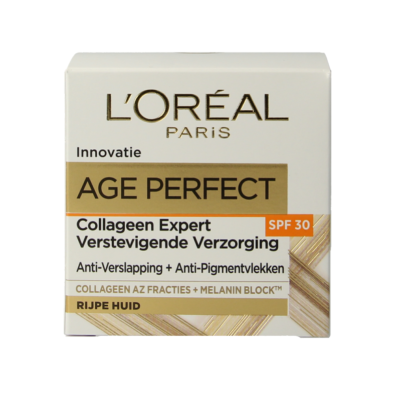 L'Oreal Paris Age Perfect facial moisturizer with SPF 30 in 50ml container, suitable for mature skin and daily skincare.