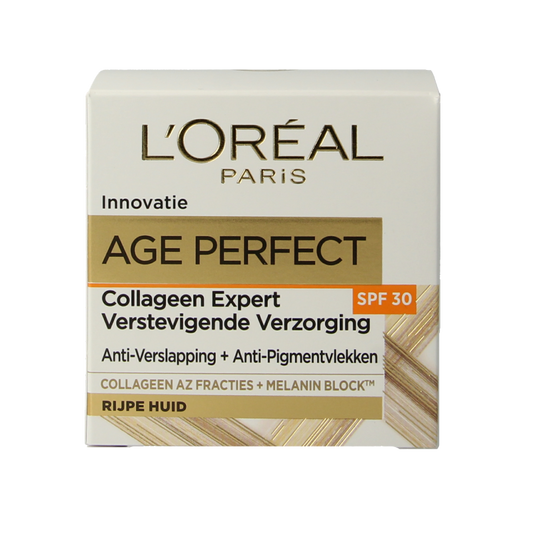 L'Oreal Paris Age Perfect facial moisturizer with SPF 30 in 50ml container, suitable for mature skin and daily skincare.