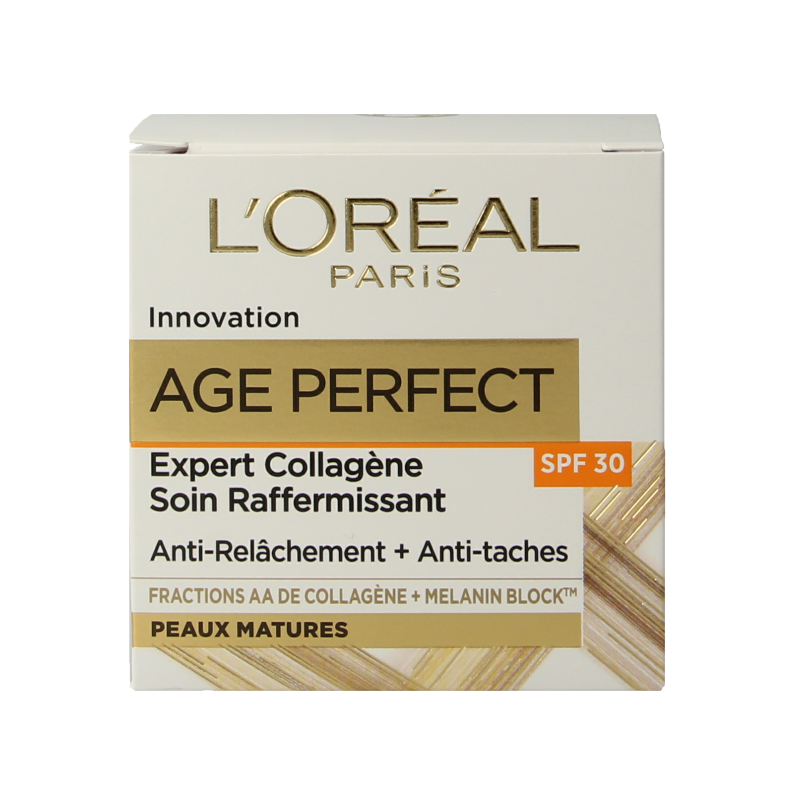 L'Oreal Paris Age Perfect face cream with SPF30 in a 50ml jar, designed for mature skin and facial skincare.