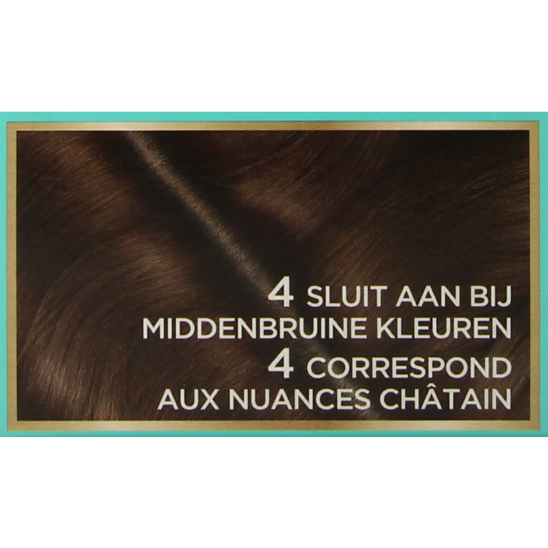 Magic Retouch permanent hair dye in shade 4 middenbruin, featuring a close-up of the product bottle on a white background.