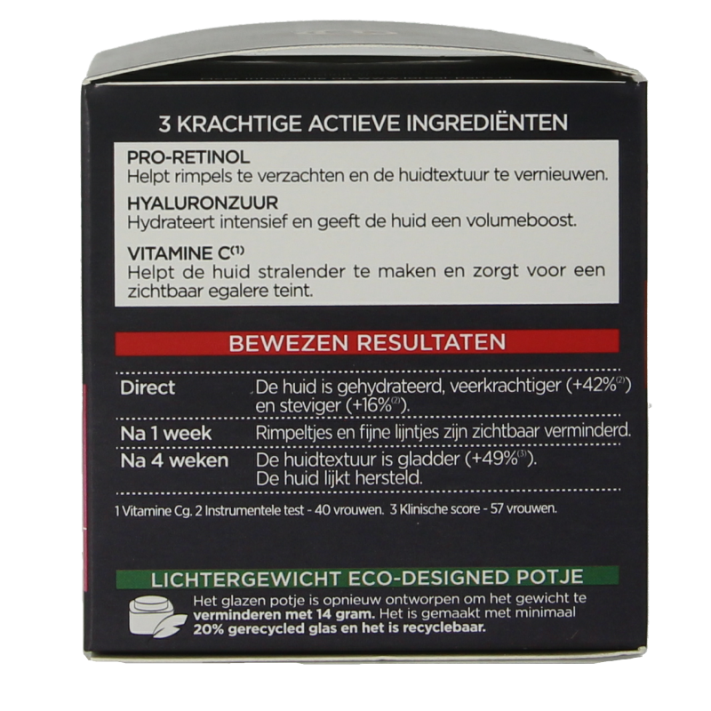 L'Oreal Paris Revitalift Laser X3 nachtcreme in 50ml jar, facial skincare product with smooth cream texture and labeled packaging.