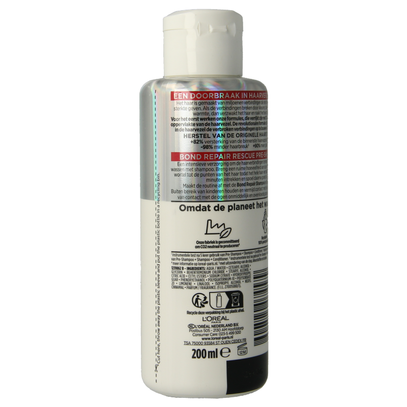 Elvive pre-shampoo bond repair hair treatment bottle, 200ml, for strengthening and repairing damaged hair.