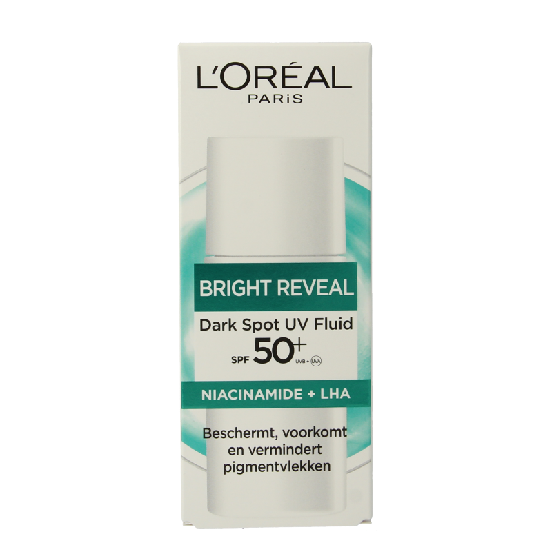 L'Oreal Paris Bright Reveal dark spot UV fluid SPF50+ for facial skincare, 50ml, with brightening and SPF protection