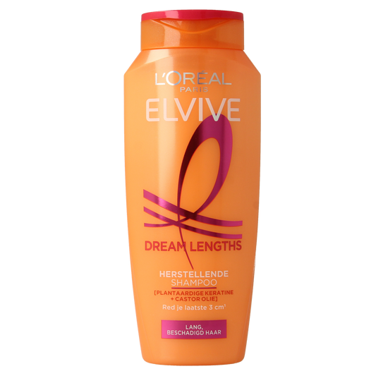 Elvive Dream Lengths shampoo bottle, 250ml, hair care product for long, healthy hair with nourishing formula.