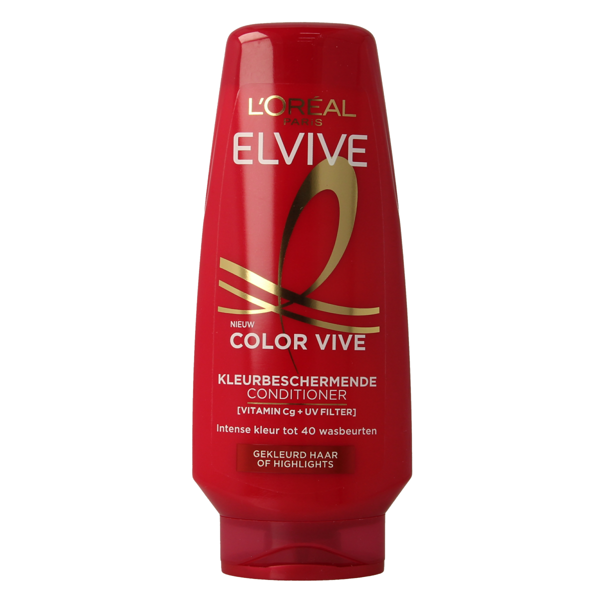 Elvive Color Vive conditioner for hair, 200ml, with vibrant color protection, in a white and purple bottle.