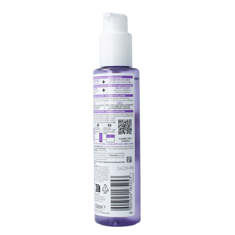 L'Oreal Paris Revitalift hyaluronic acid facial cleanser 150ml, gentle skincare product for refreshed, hydrated skin.