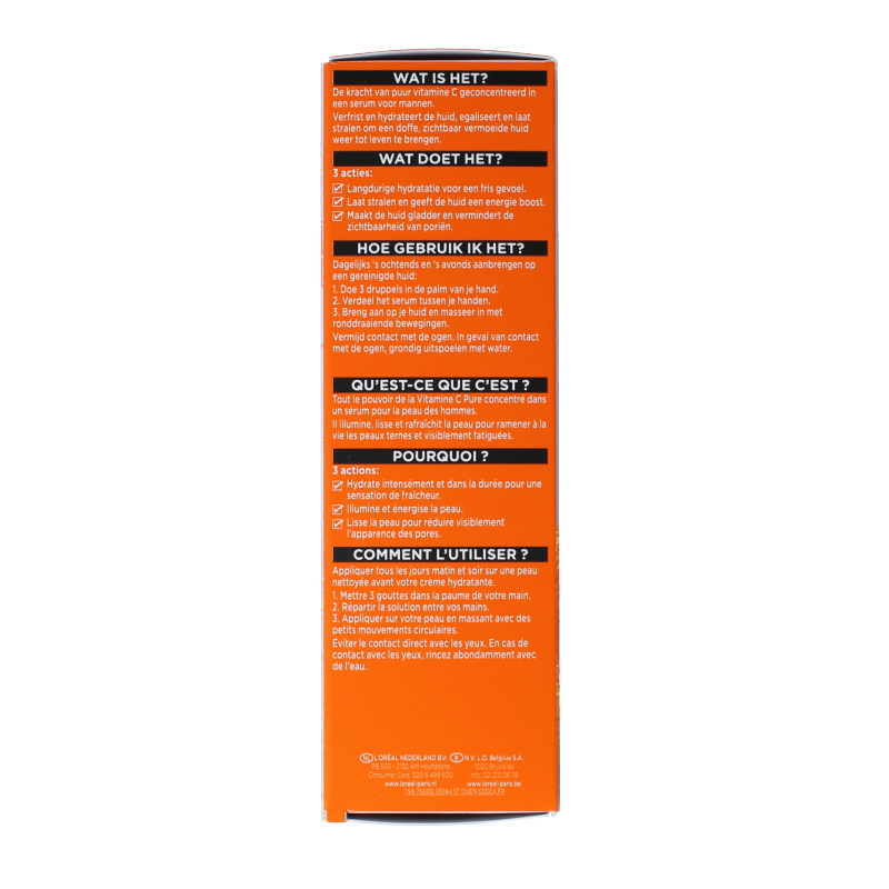 L'Oreal Paris Men Expert Hydra Energetic Serum with Vitamin C in a 30ml bottle, facial skincare product for men.