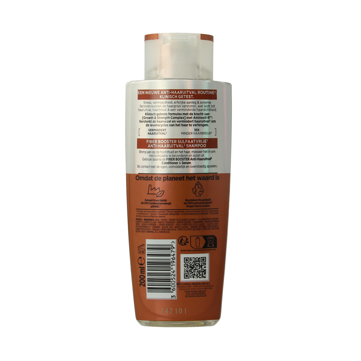 Elvive fiber booster shampoo in 200ml bottle, hair care product for strengthening and nourishing hair, natural hair treatment.