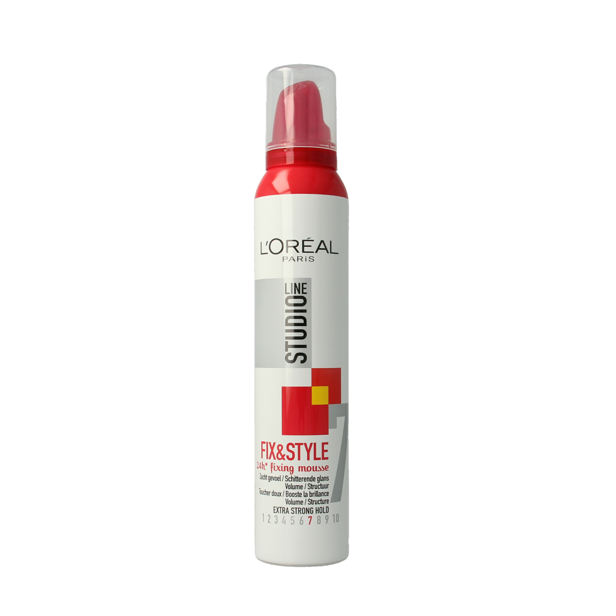 Studio Line Style & Shine Mousse in 200ml bottle, hair styling product with a sleek packaging, for adding shine and hold