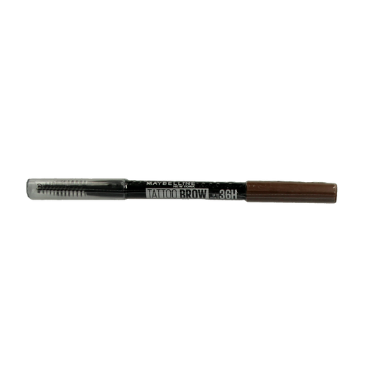 Maybelline Tattoo Brow 36h soft brown eyebrow gel in a tube, with the product label visible.