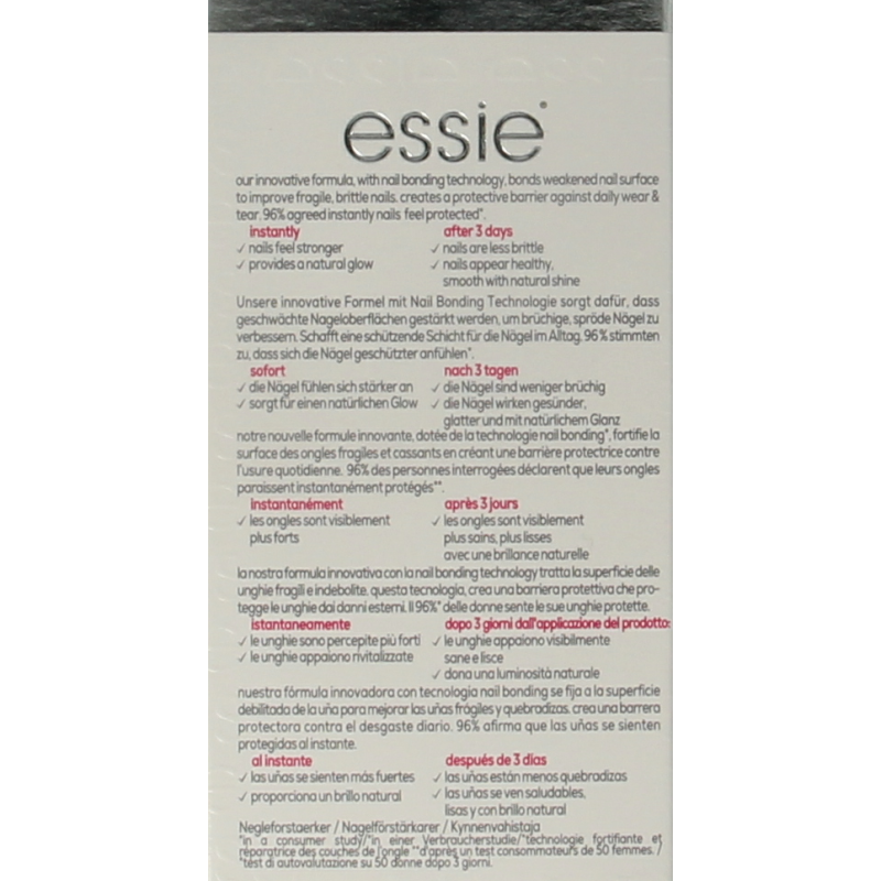 Essie Hard to Resist pink nail polish bottle, 13.5ml, with a sleek makeup product design and vibrant pink color.