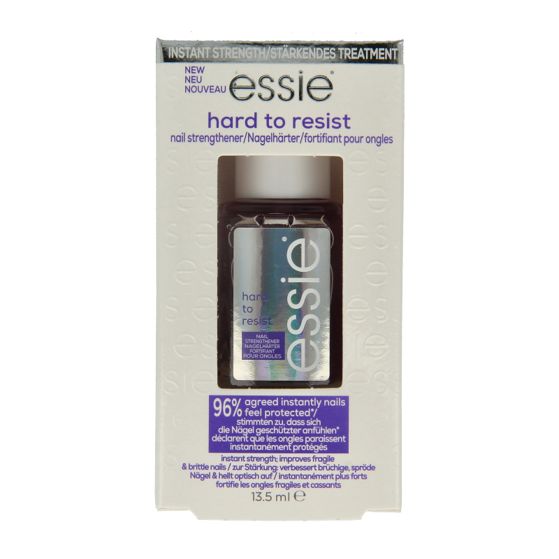 Essie Hard to Resist Violet nail polish bottle showing the 13.5ml container with vibrant purple color.