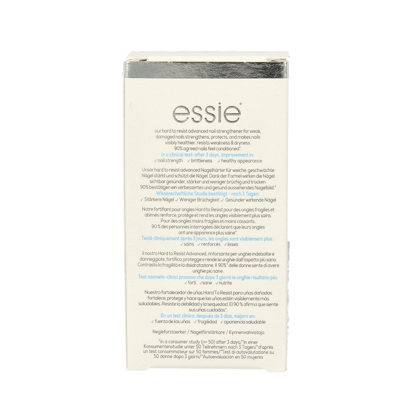 Essie nail strengthener in 13.5ml bottle, clear make-up product for strengthening and nourishing nails.