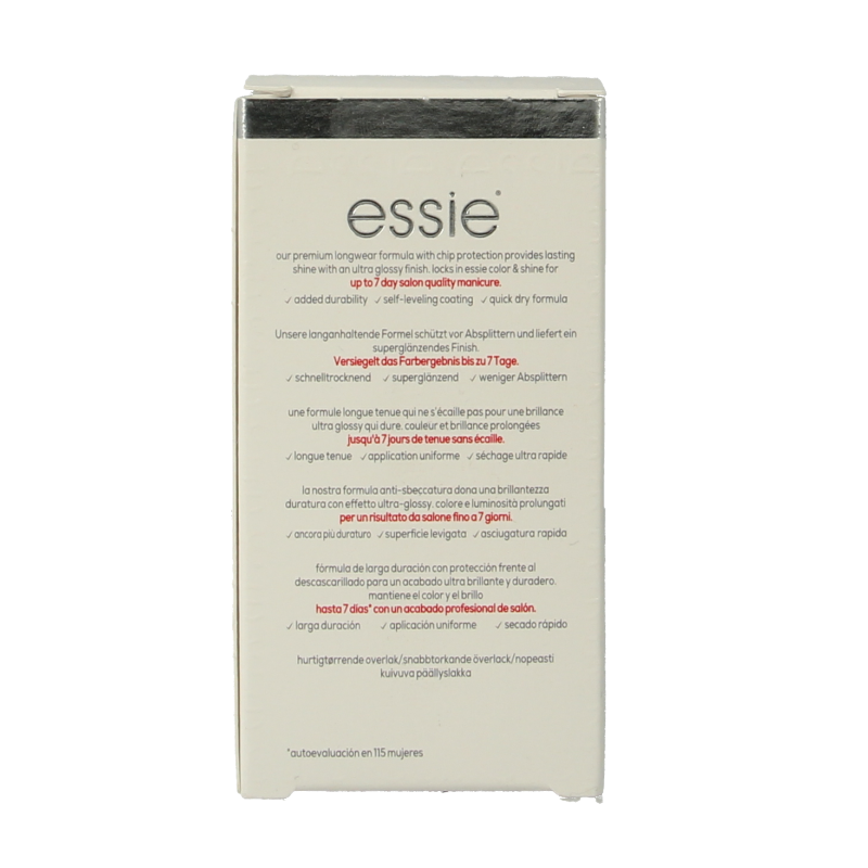 Essie Care top coat for long-lasting nail polish, 13.5ml bottle, clear make-up top coat with glossy finish