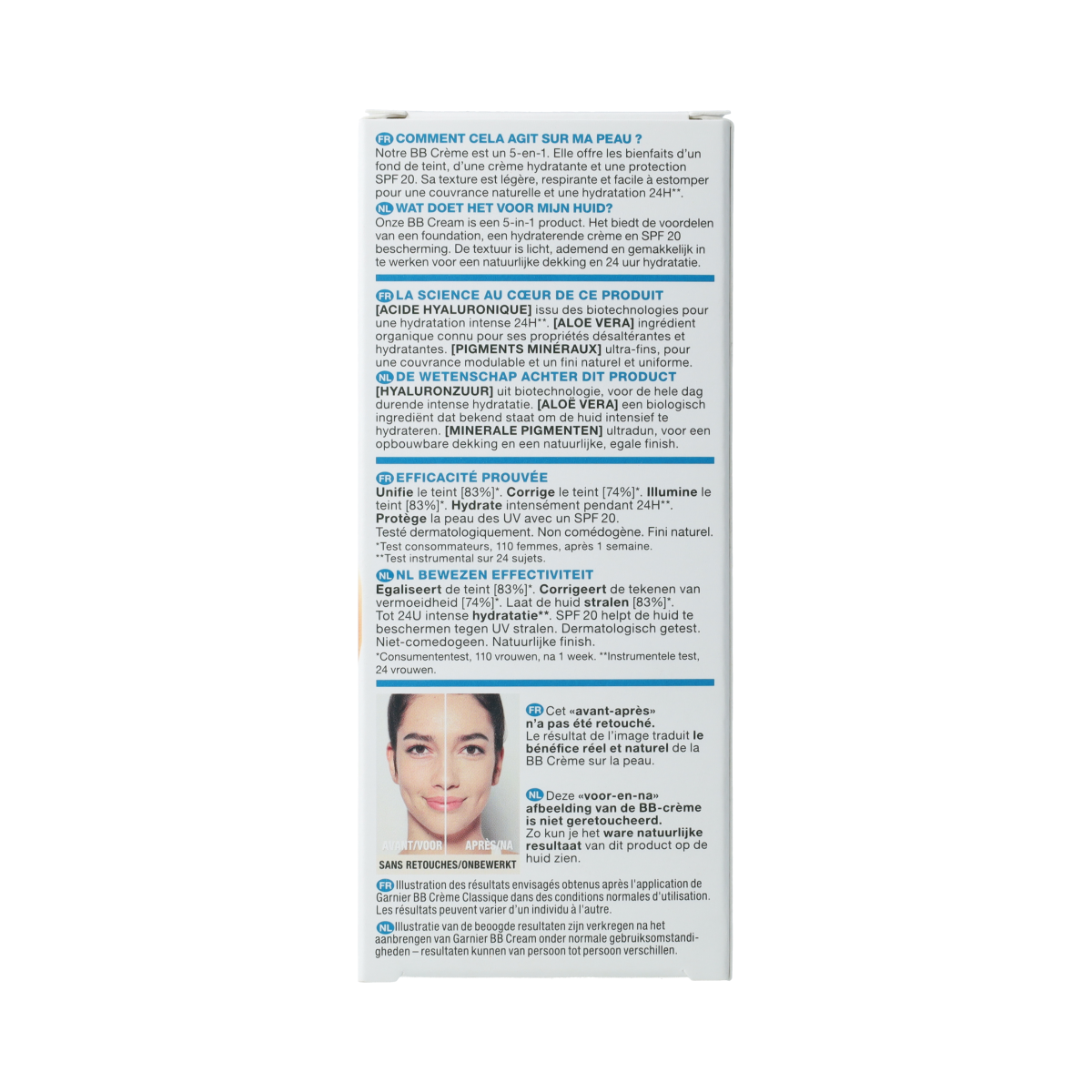 Garnier Skin Naturals BB cream in 50ml tube, facial skincare product for even skin tone and natural look.