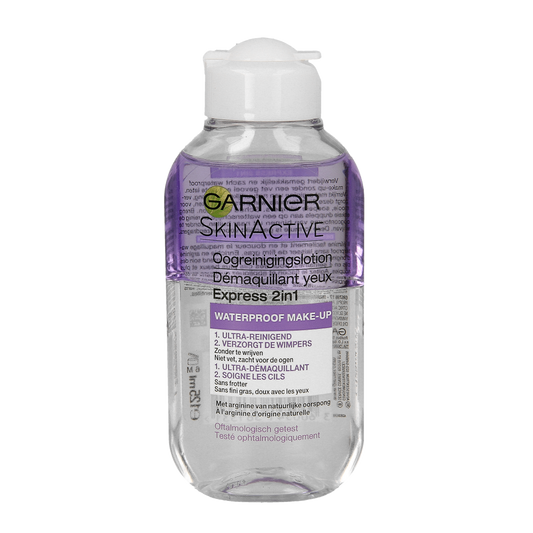 Garnier Skin Naturals Express Oogreinigingslotion 2-in-1 for facial cleansing and eye makeup removal, 125ml.