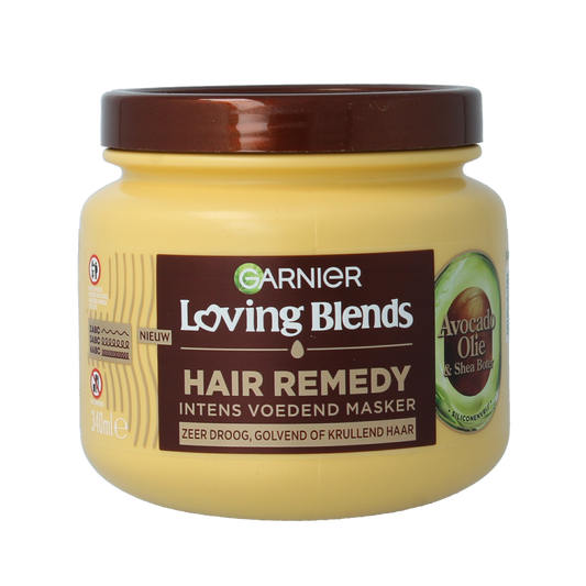 Garnier Loving Blends avocado and shea face mask in a 340ml jar, nourishing facial skincare product.