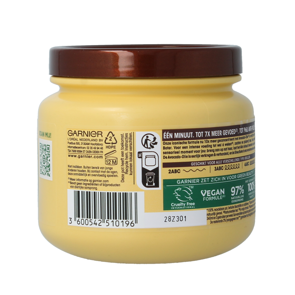 Garnier Loving Blends avocado and shea face mask in a 340ml jar, nourishing skincare for radiant skin