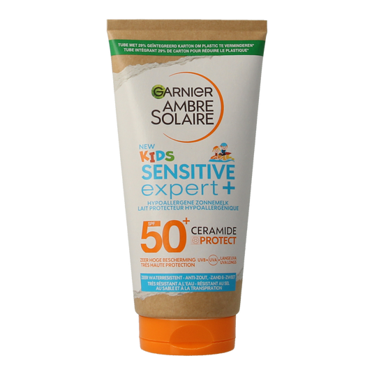 Ambre Solaire Kids SPF50 wetskin milk sunscreen bottle, 175ml, with easy-to-apply sunscreen for children