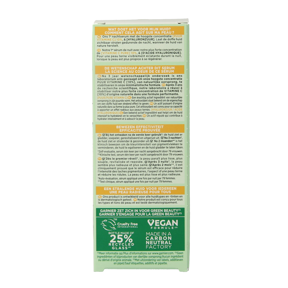 Garnier SkinActive nachtserum met vitamine C en hyaluronzuur in een 30ml fles voor gezichtsverzorging