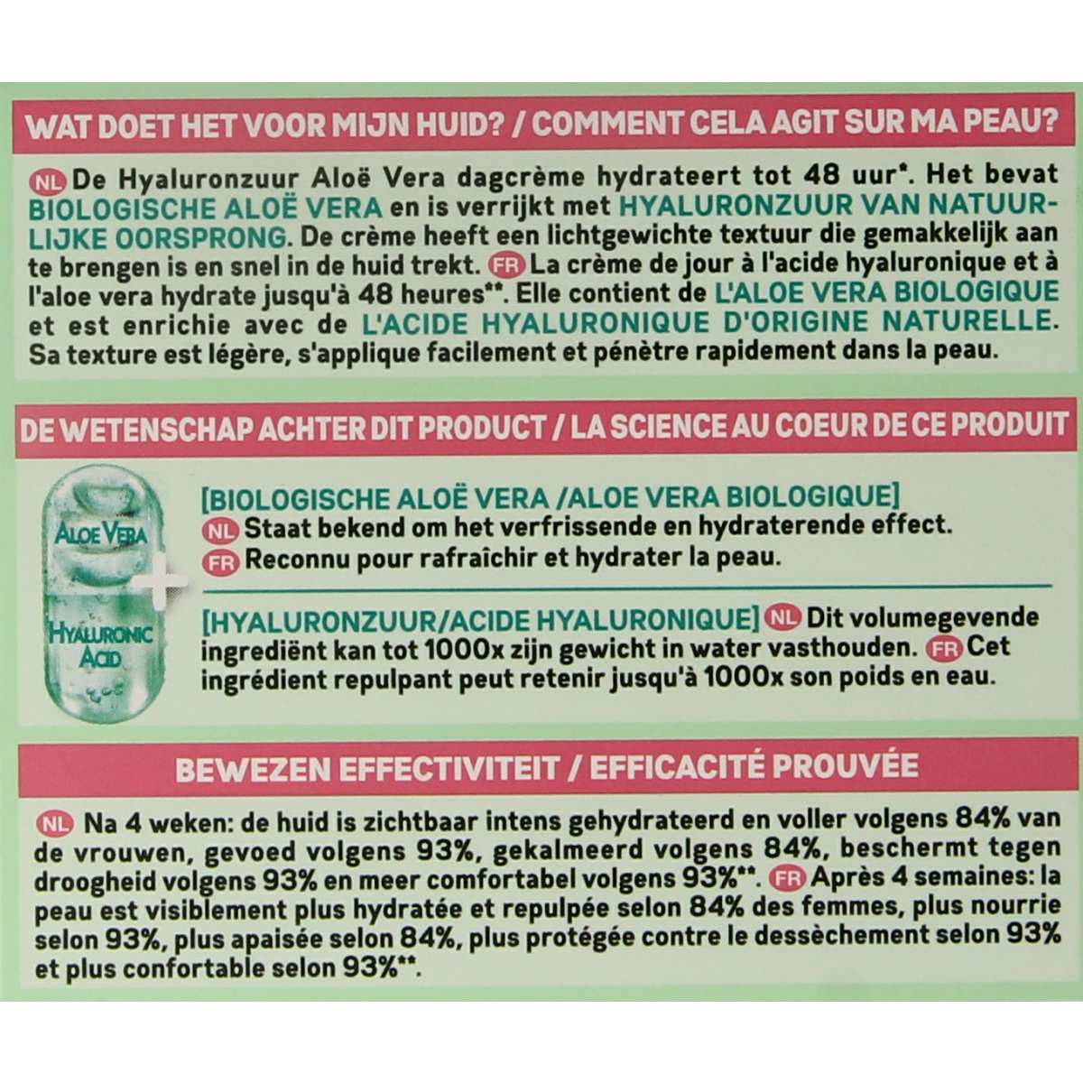 Garnier SkinActive hyaluronzuur en aloe vera gezichtsverzorgingscrème in 50ml tube, moisturizing skincare product