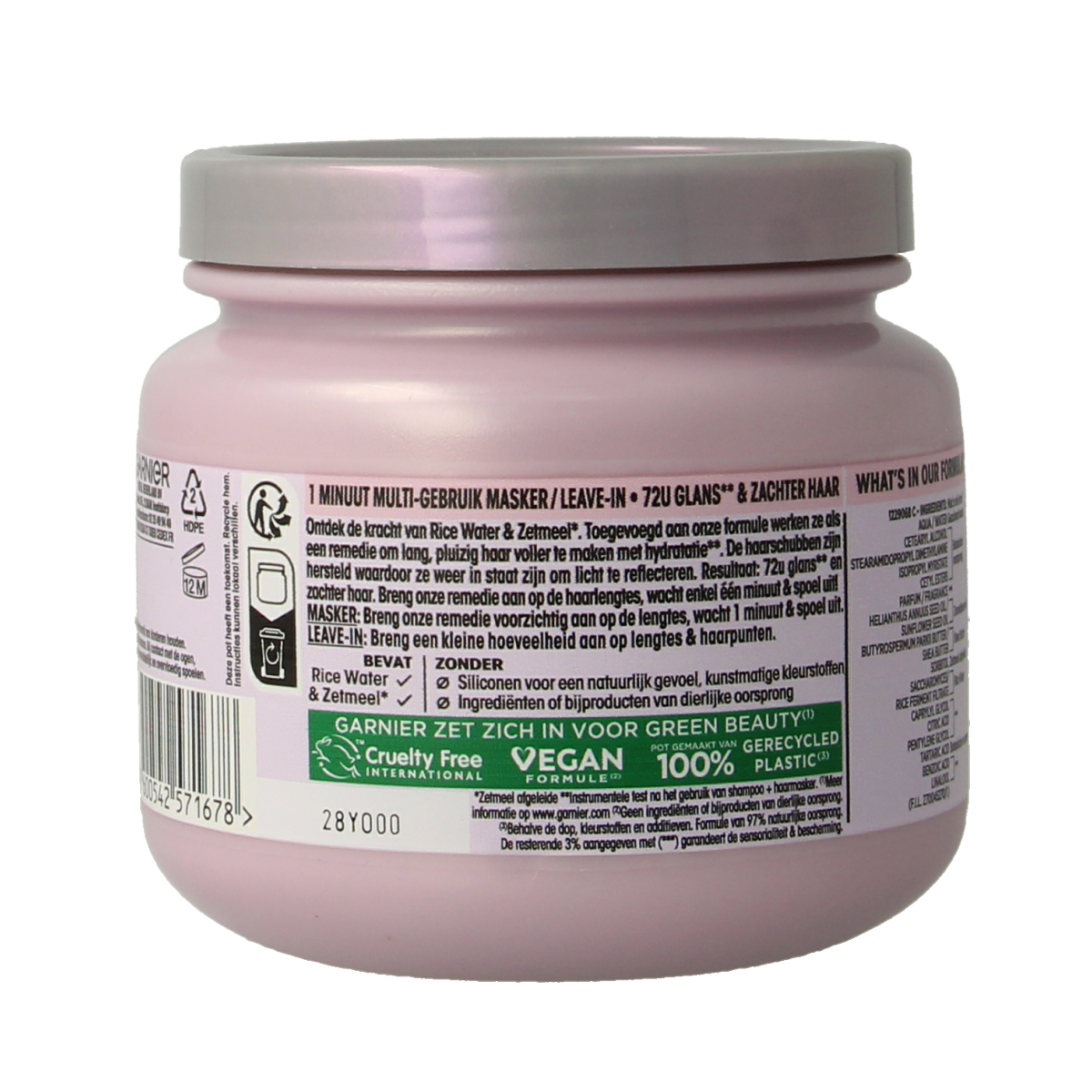 Garnier Loving Blends rice water infusion hair mask in 340ml jar, nourishing hair care product for healthy hair.