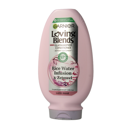Garnier Rice Water Conditioner bottle, 250ml, for hair care, with a white and green label, shown on a plain background.