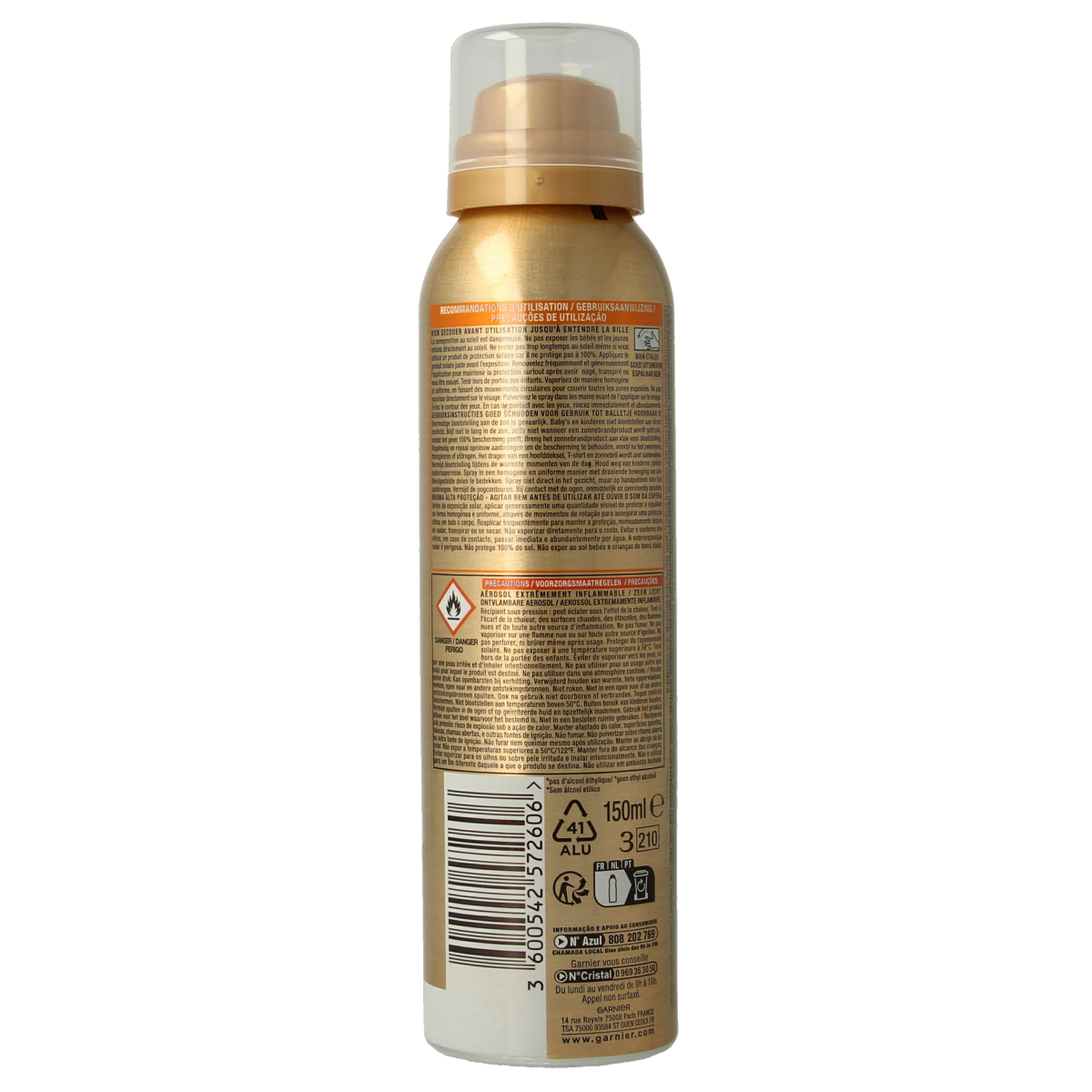 Ambre Solaire Mist Ideal Bronze SPF30 suntan spray bottle with 150ml for sun protection and bronzing.