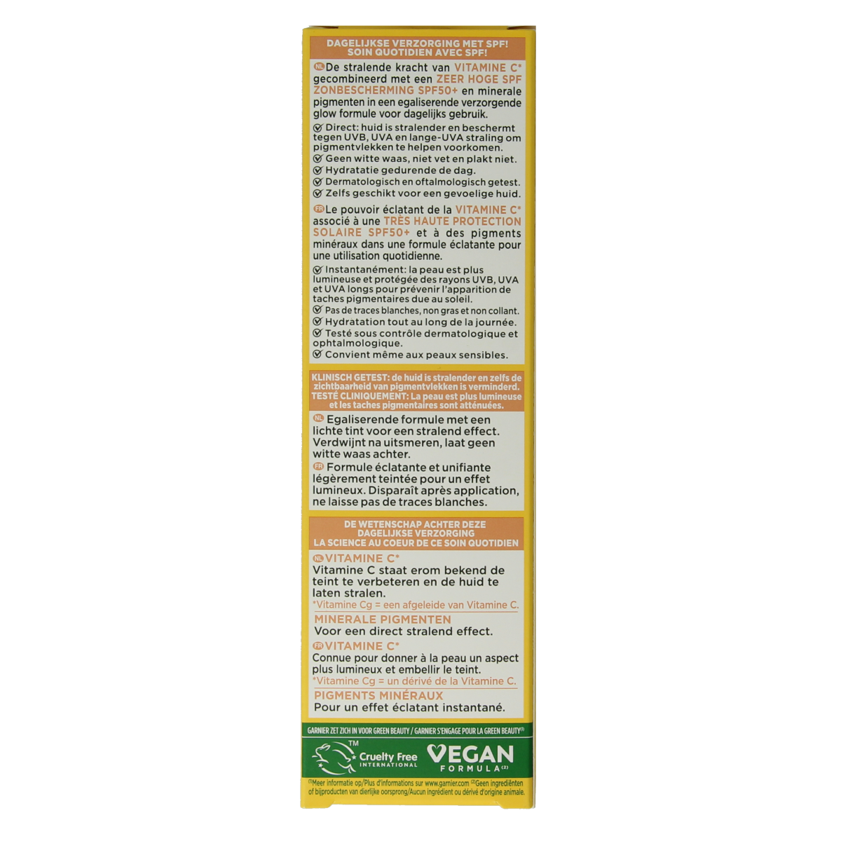 Garnier SkinActive vitamine C glowy UV fluid SPF50+ face sunscreen in 40ml bottle, lightweight and hydrating facial moisturizer