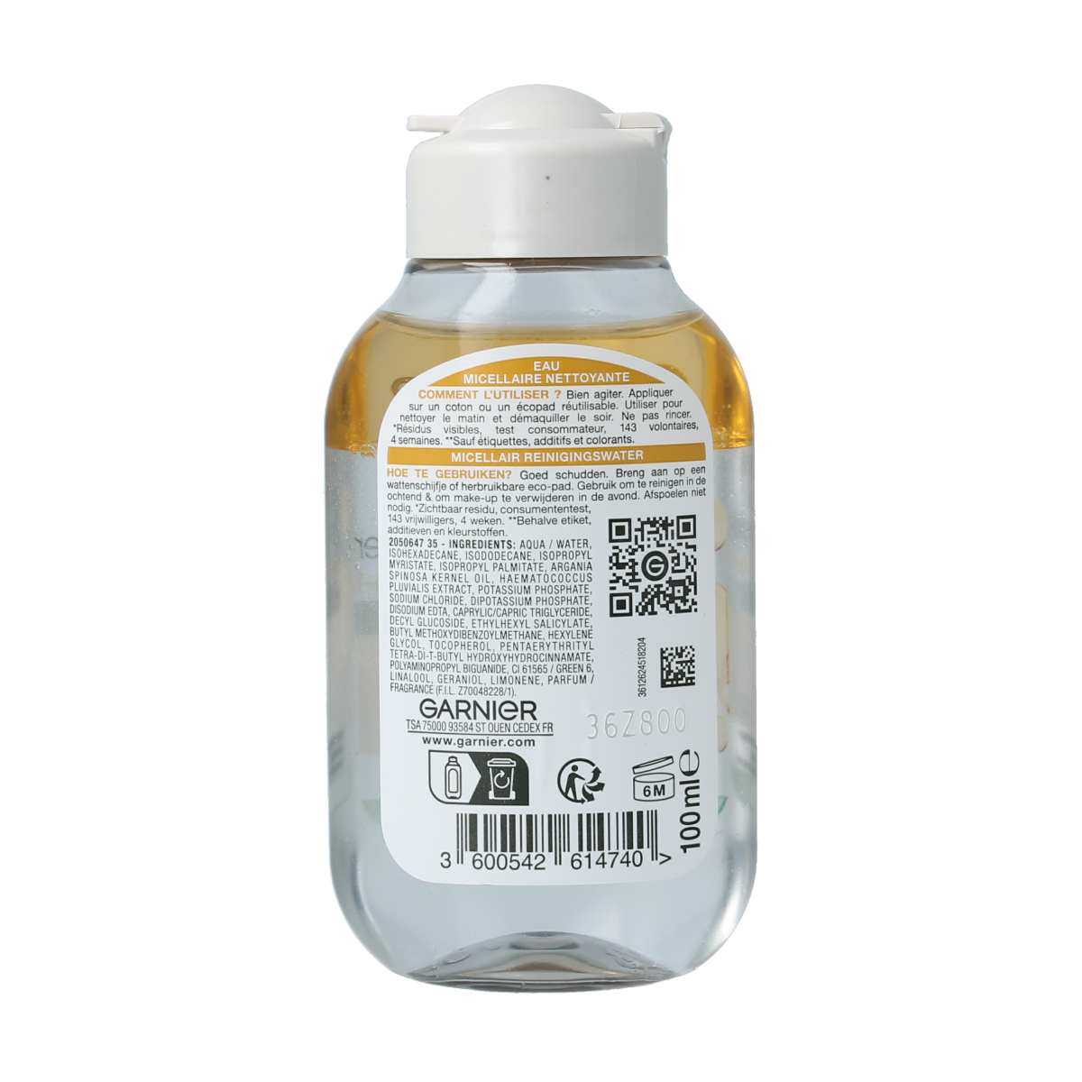 Garnier SkinActive micellar cleansing water oil in a 100ml bottle, gentle facial skincare for removing makeup and dirt.