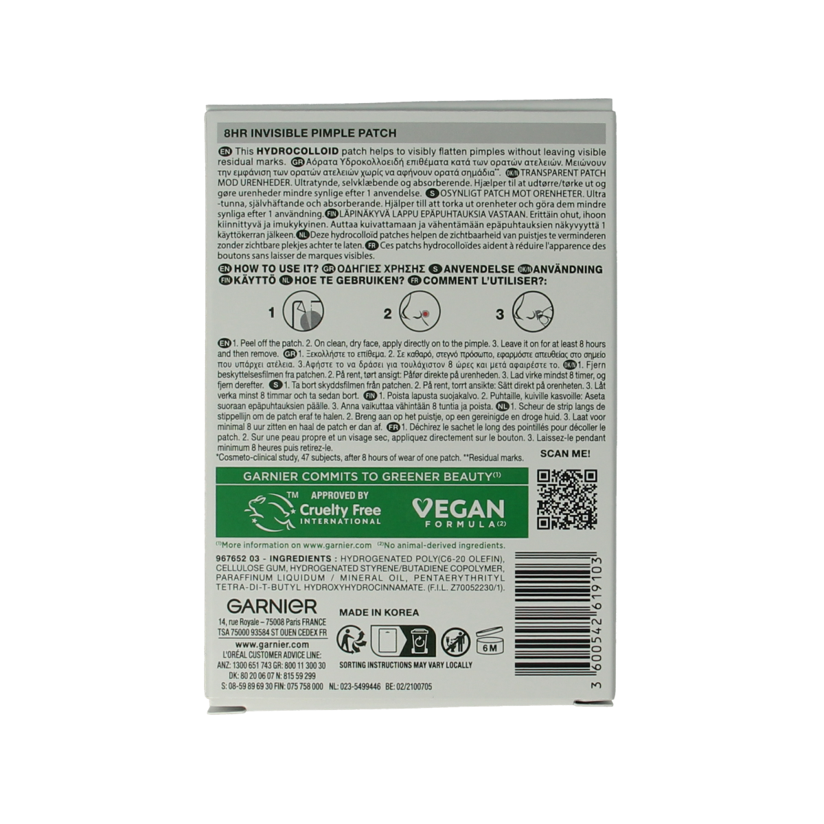 Garnier Pureactive pimple patches in a pack of 22, designed for facial skincare to target blemishes and acne.