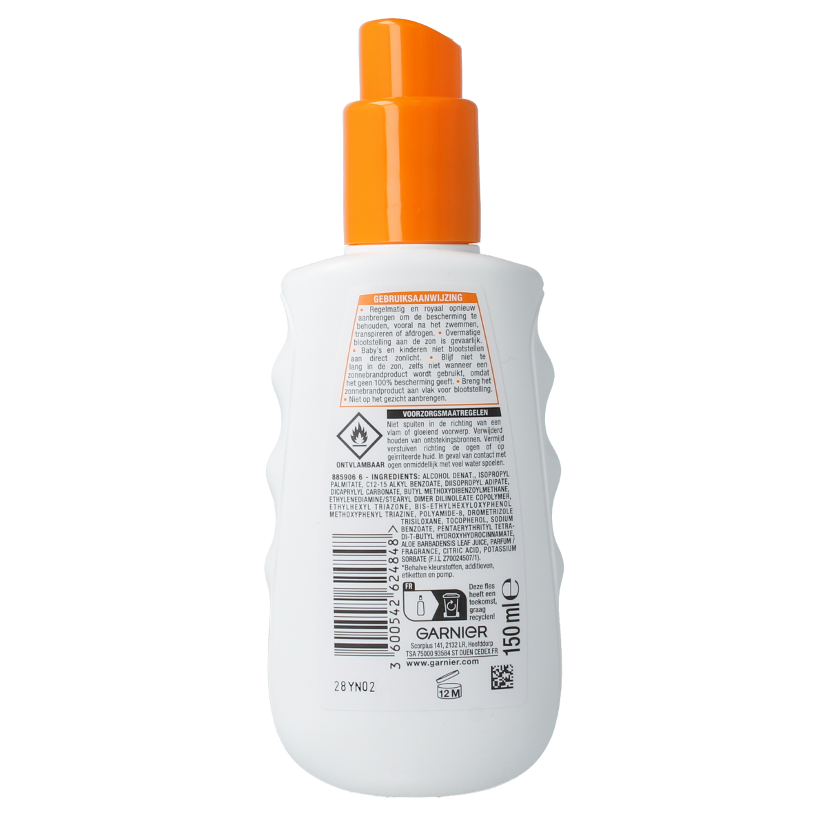 Ambre Solaire Invisible Protect SPF30 transparent spray for sun protection, 150ml, in a sleek aerosol container.