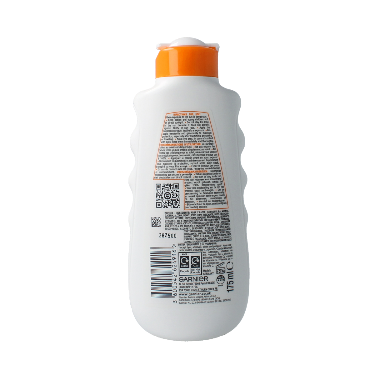 Ambre Solaire Hydraterende SPF30 zonnebrandmelk in 175ml bottle, nourishing sun protection for the skin.
