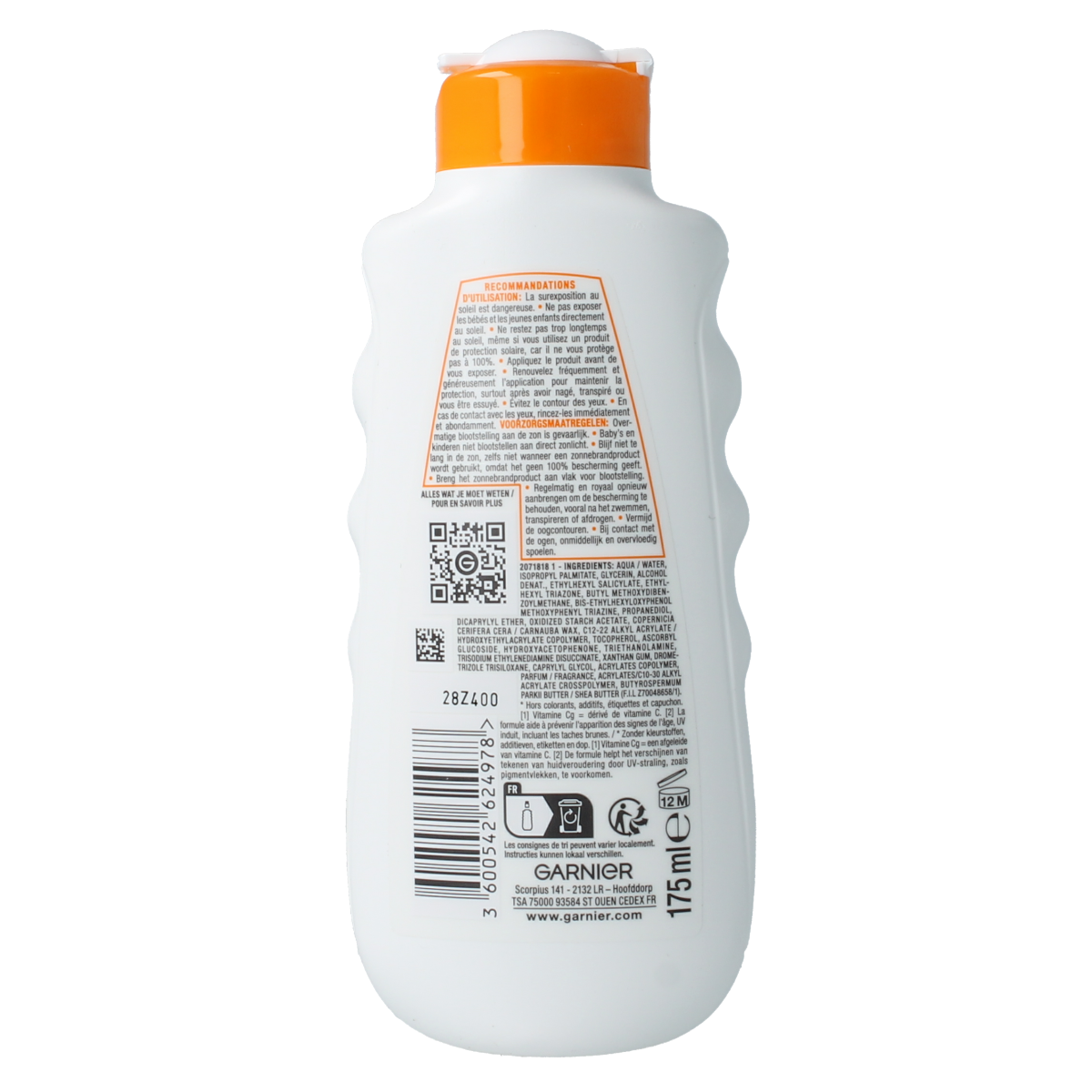 Ambre Solaire Hydraterende melk protect SPF50+ zonnebrandcrème in 175ml bottle with sun protection and hydrating formula