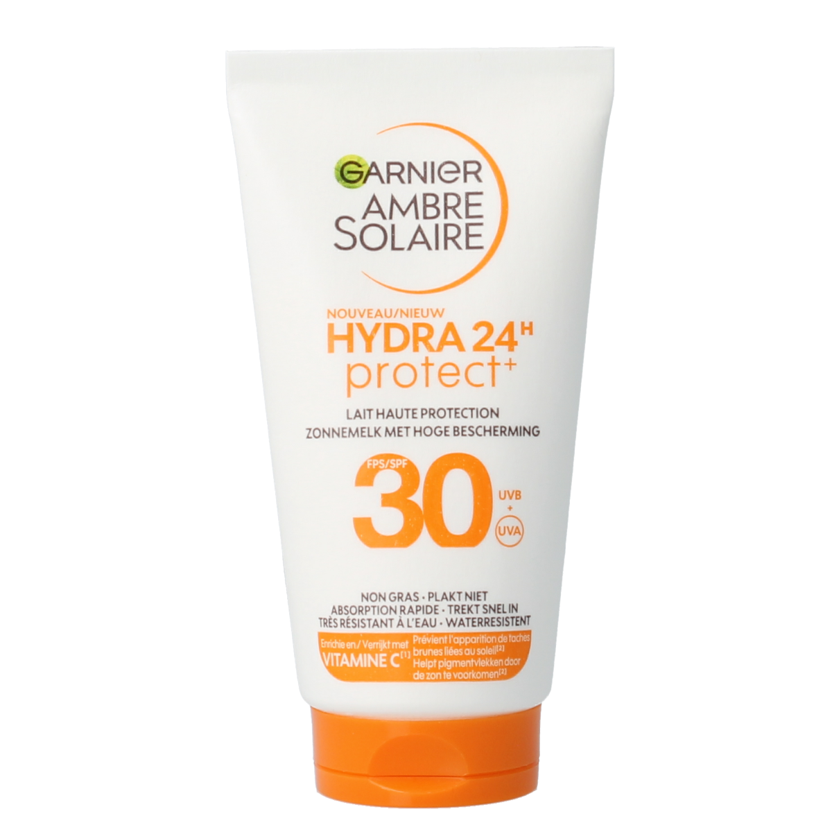 Ambre Solaire Hydraterende zonnemelk SPF30 in 50ml bottle, sun protection lotion with moisturizing formula.