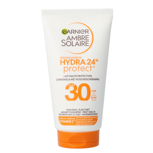 Ambre Solaire Hydraterende zonnemelk SPF30 in 50ml bottle, sun protection lotion with moisturizing formula.