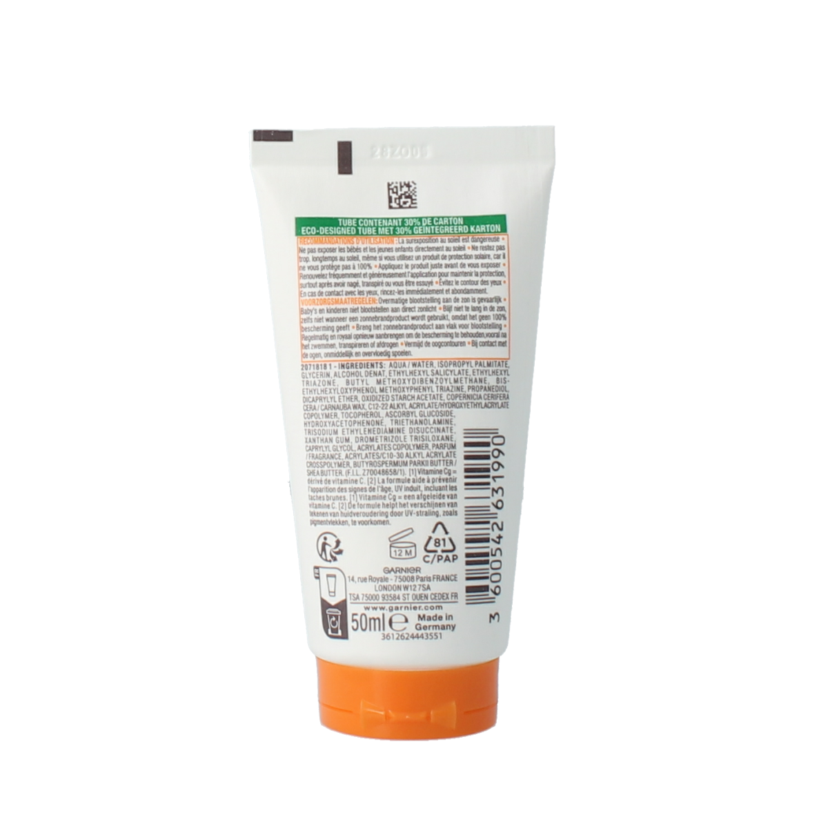 Ambre Solaire Hydraterende zonnebrandmelk SPF50+ in 50ml bottle, moisturizing sun protection for the skin.