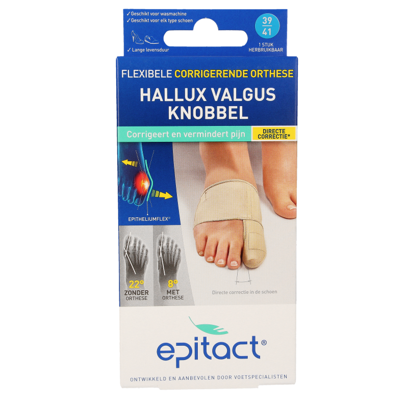 Epitact Hallux valgus orthese in size 39/41, correcting bunion with adjustable bandage for toe alignment.