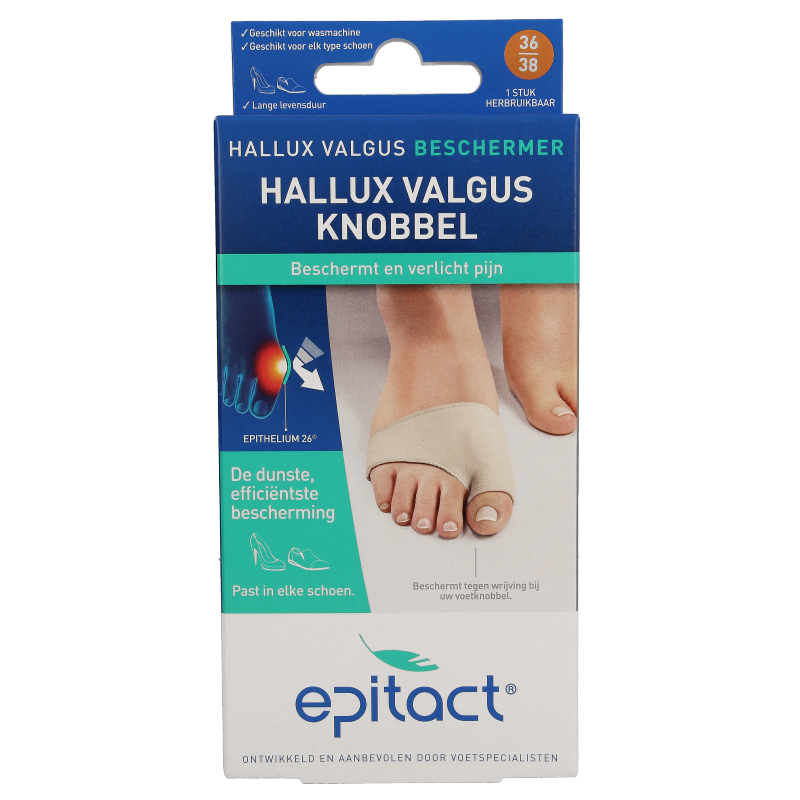 Epitact Hallux Valgus knobbel beschermer bandage size 36/38, showing soft protective pad for bunion relief.