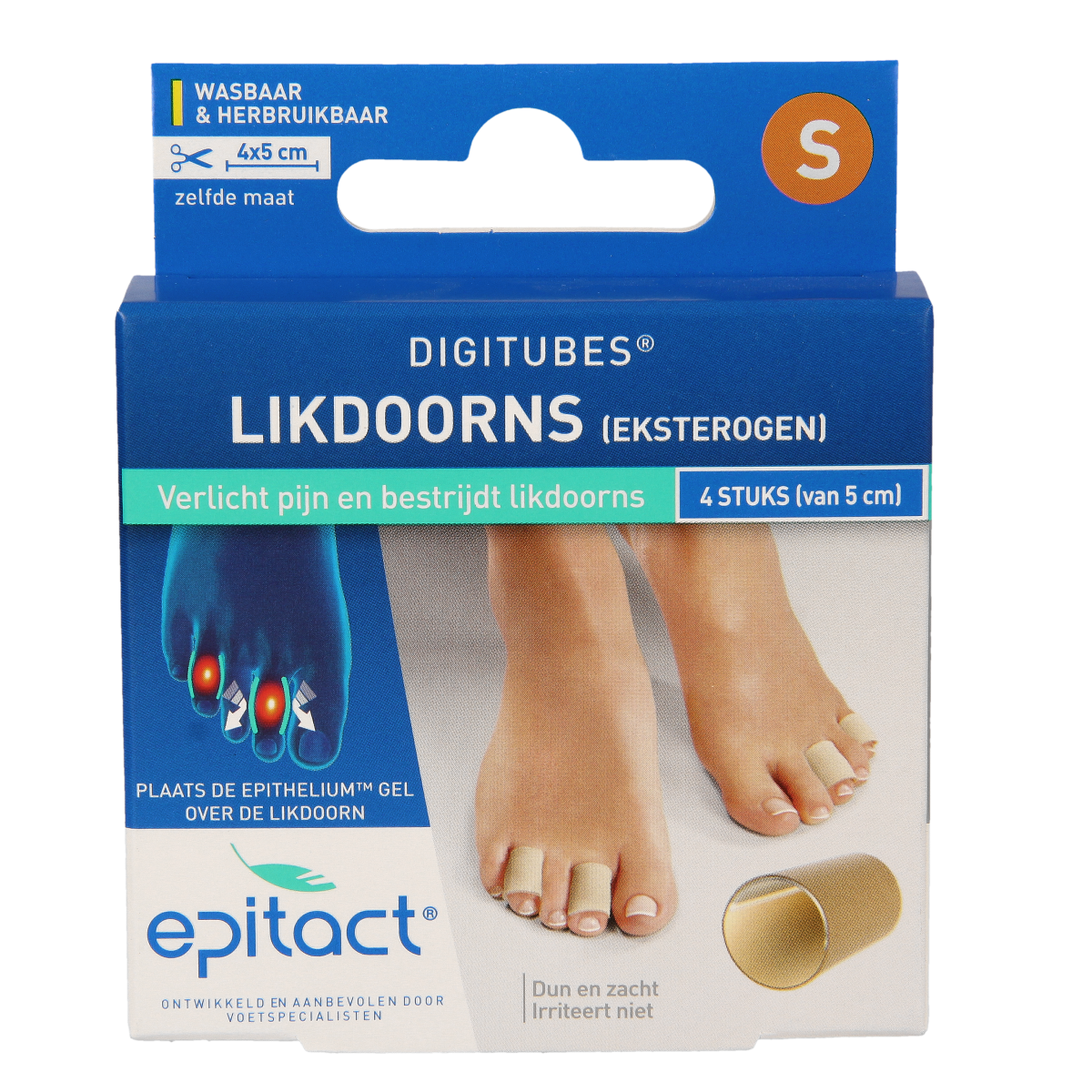 Epitact Digitube S 5cm bandages pack with four flexible finger bandages for finger protection and support.
