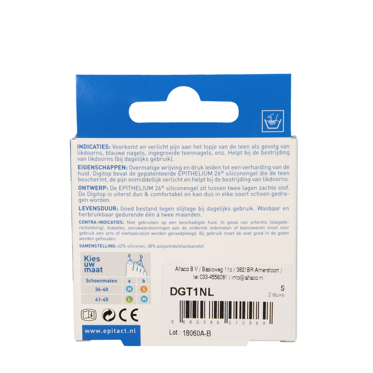 Epitact Digitop nail and corn bandages in size S, shown as sterile bandages for toe care, 2-pack.