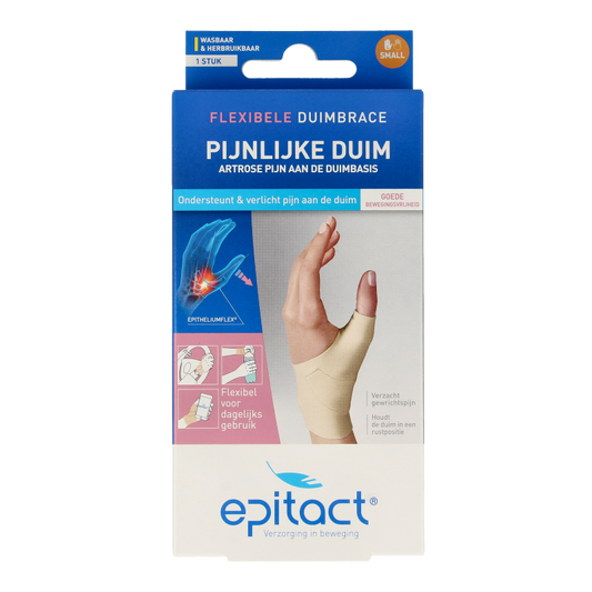 Epitact Duim orthese dag links size S brace for thumb support, shown in image with adjustable strap and ergonomic design.