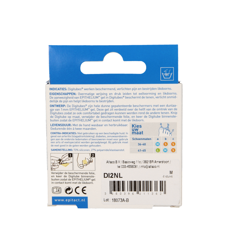 Epitact Digitube M 5cm foot care tubes, set of 4, for digit protection and comfort, with soft, flexible material.