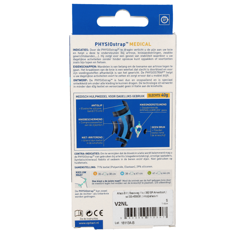 Epitact Knie medical bandage size S 35-38, shown in the image, designed for knee support and compression.
