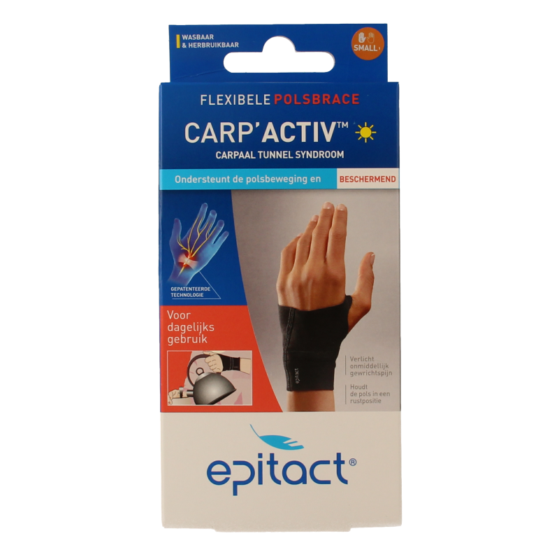 Epitact Carp Activ Links S brace for wrist support, shown in image with adjustable straps and soft material for comfort.